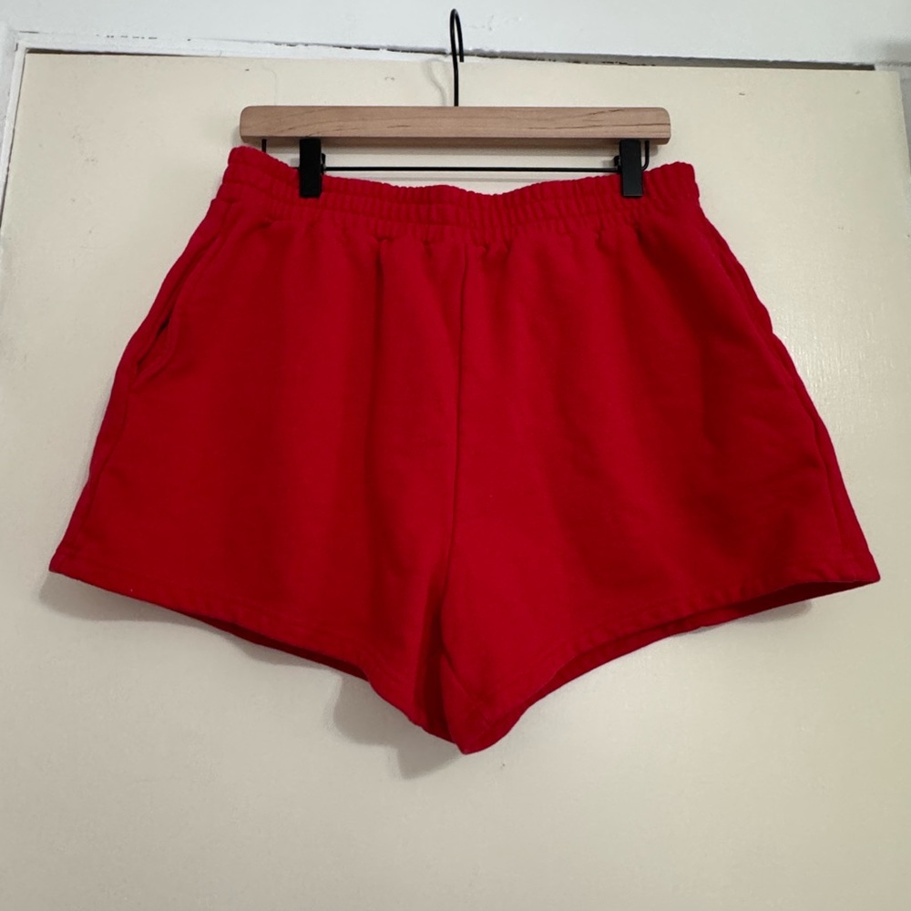Women's Red Athletic Shorts with Pockets size L/XL